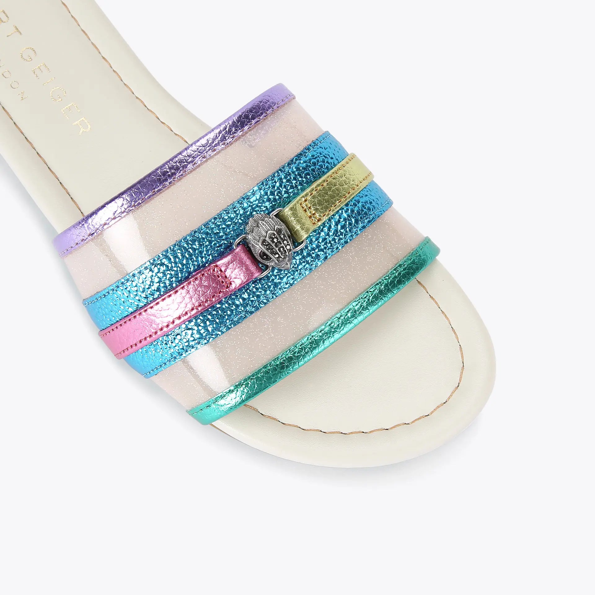 KURT GEIGER VINYL PIECE DETAIL SANDAL IN MULTI