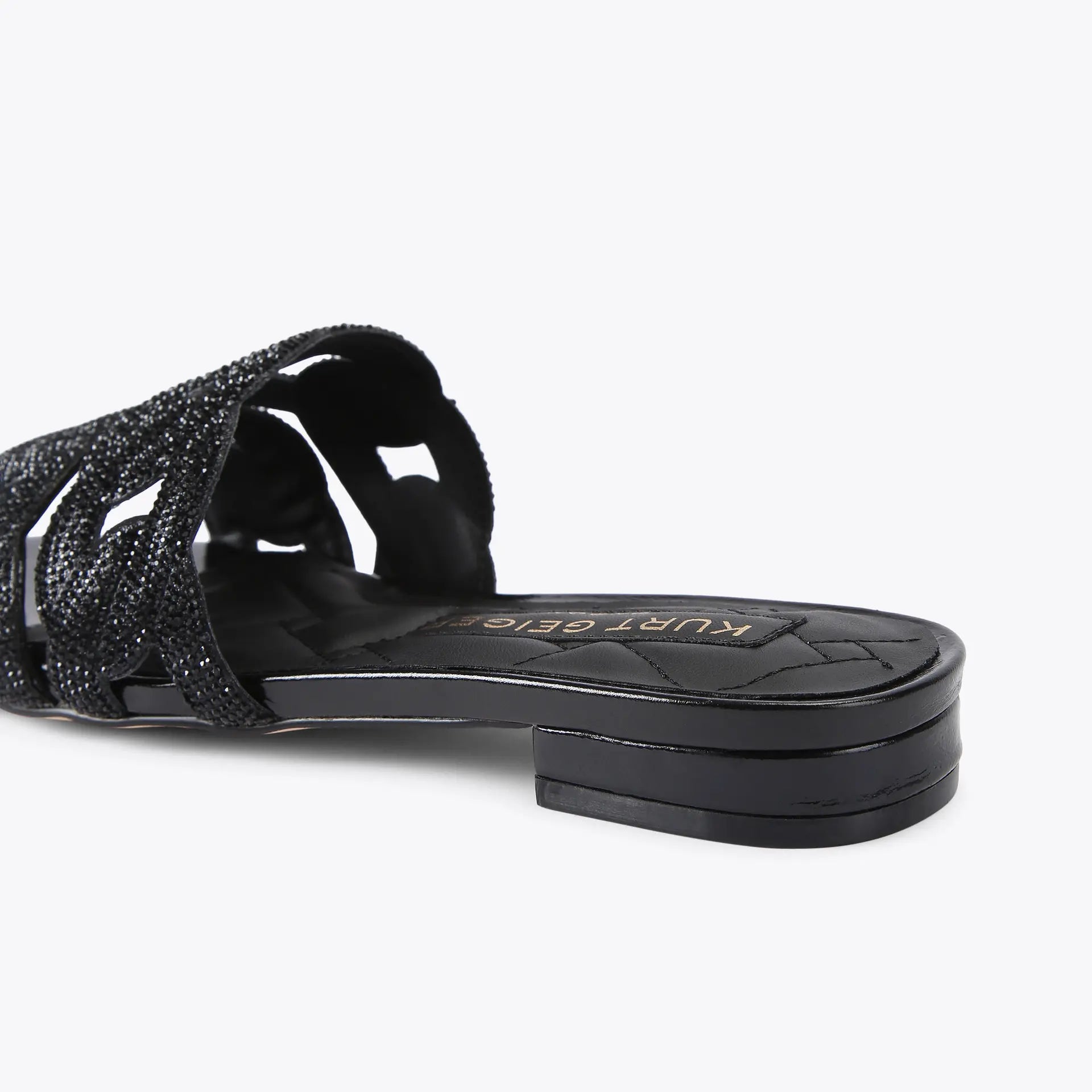 Kurt Geiger Crystal Chain Flat Sandal in Black
