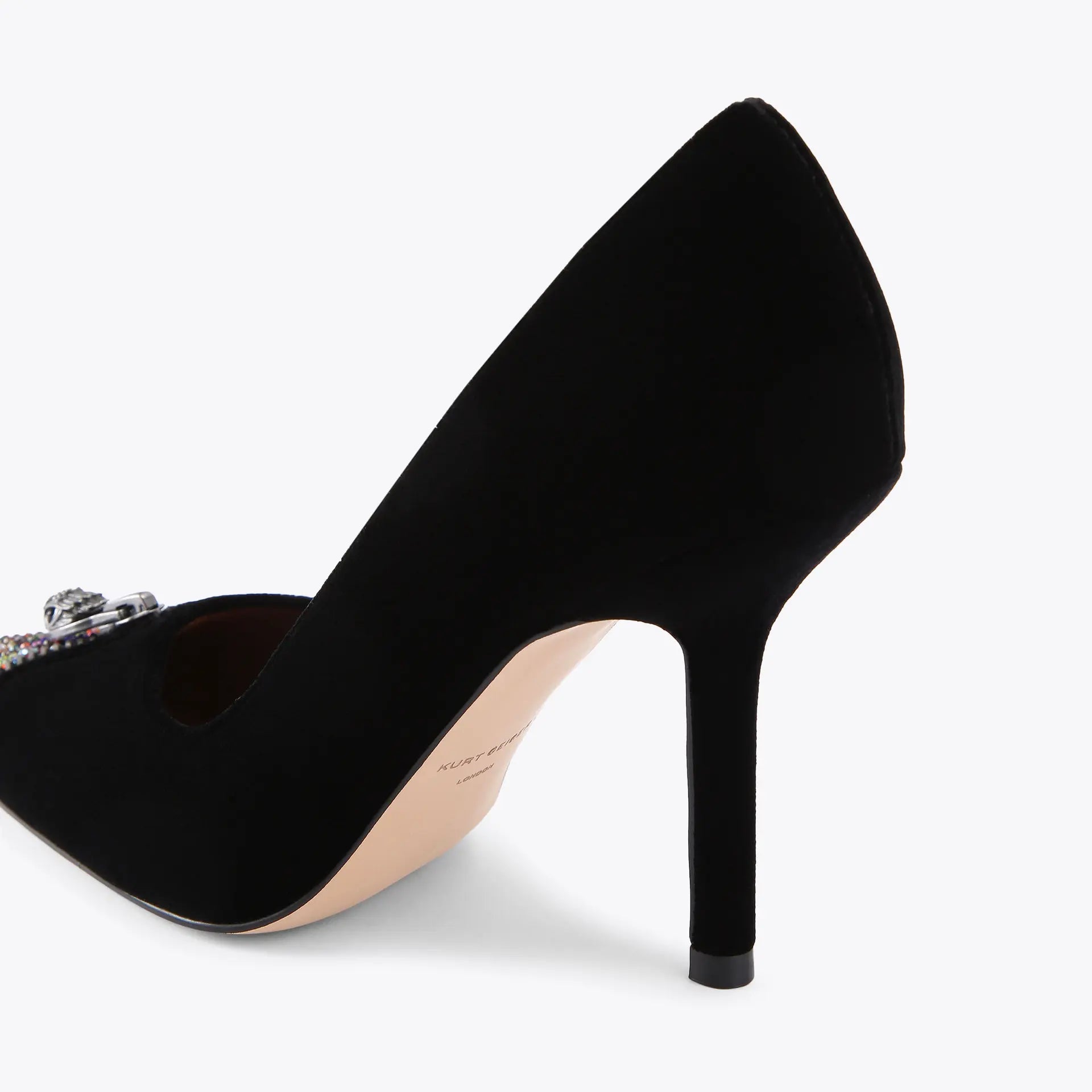 Kurt Geiger Velvet Zip Court Heel With Multi Toe in Black