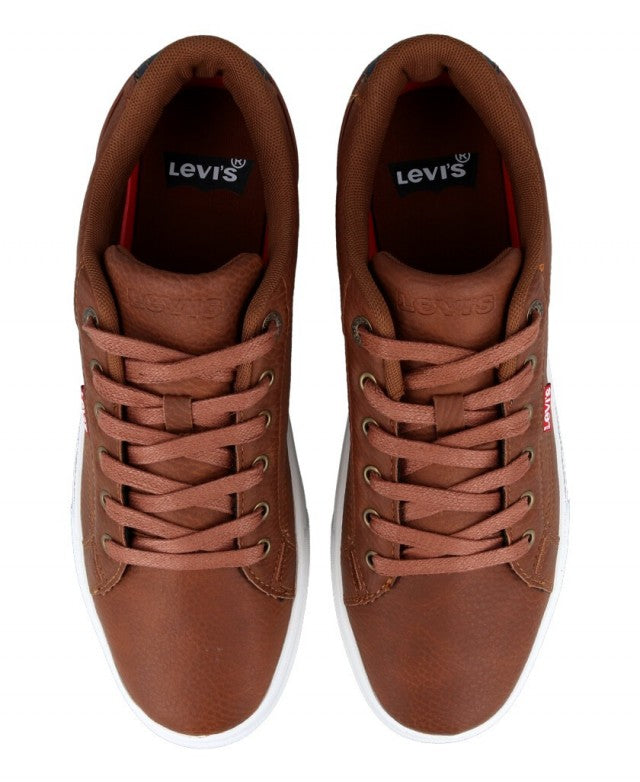 LEVI's FLAT SOLE LACE-UP UNISEX SNEAKERS IN BROWN
