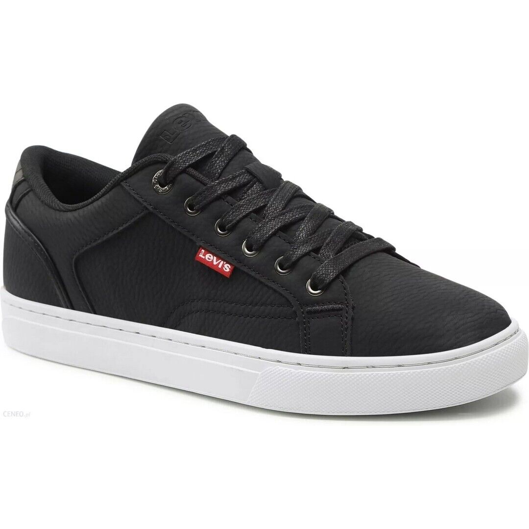 LEVI's FLAT SOLE LACE-UP UNISEX SNEAKERS IN BLACK
