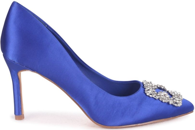 LINZI SATIN FINISH POINTED TOE PUMP IN BLUE