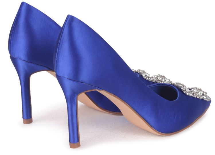 LINZI SATIN FINISH POINTED TOE PUMP IN BLUE