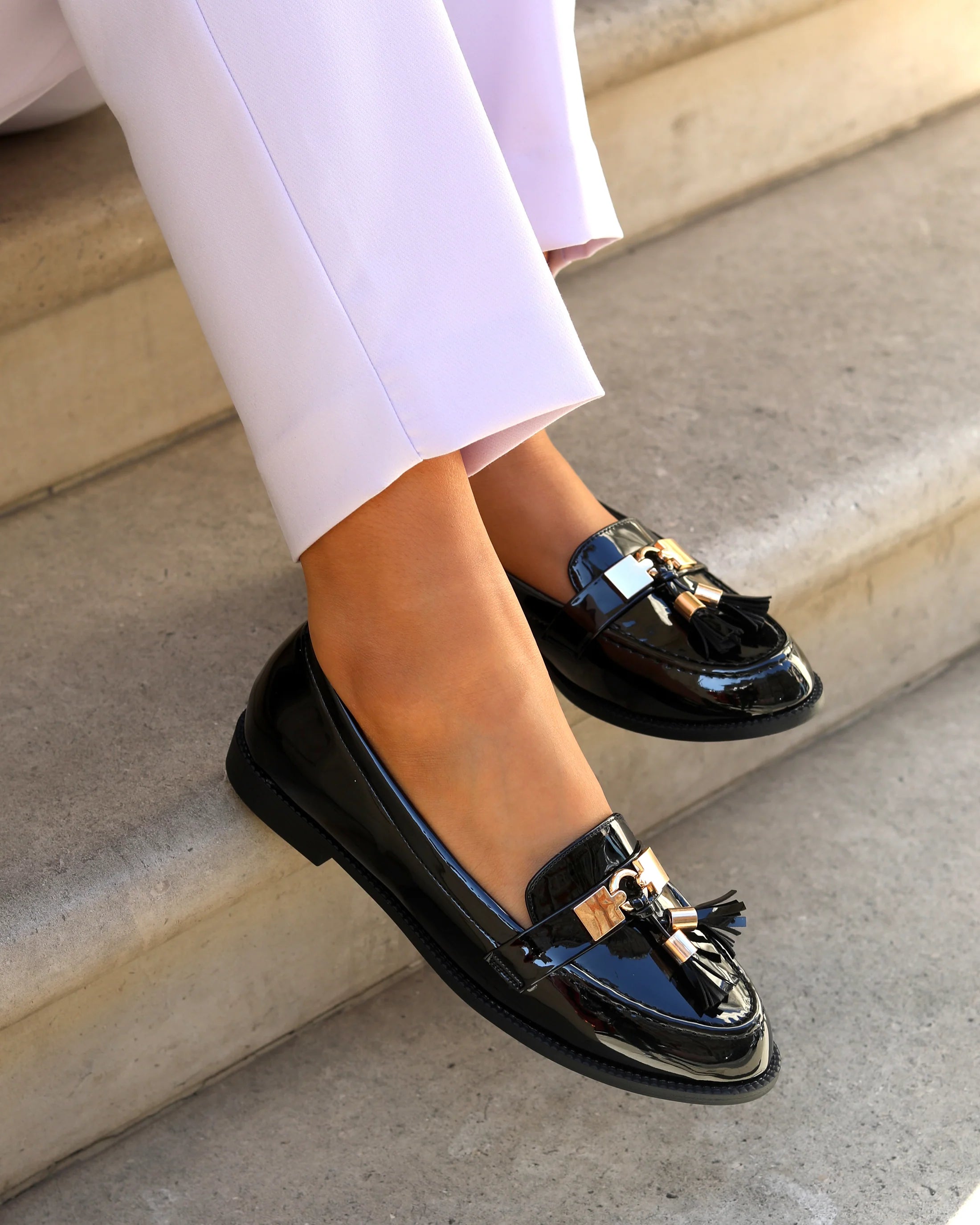 LINZI TONIA PATENT LOAFERS IN BLACK