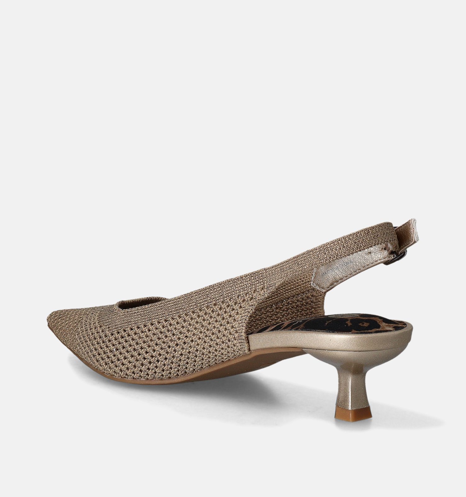 La Strada Breathable Pointed Toe Slingback Kitten Heels in Brown