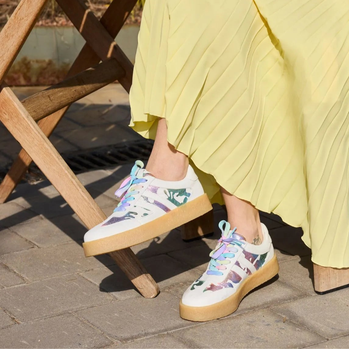 La Strada Rubber Sole Sneakers in Off White