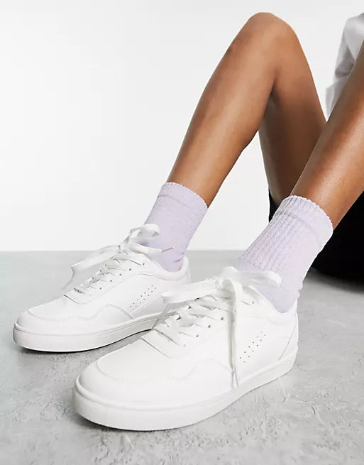 LONDON REBEL WHITE PANELLED LACE-UP SNEAKERS