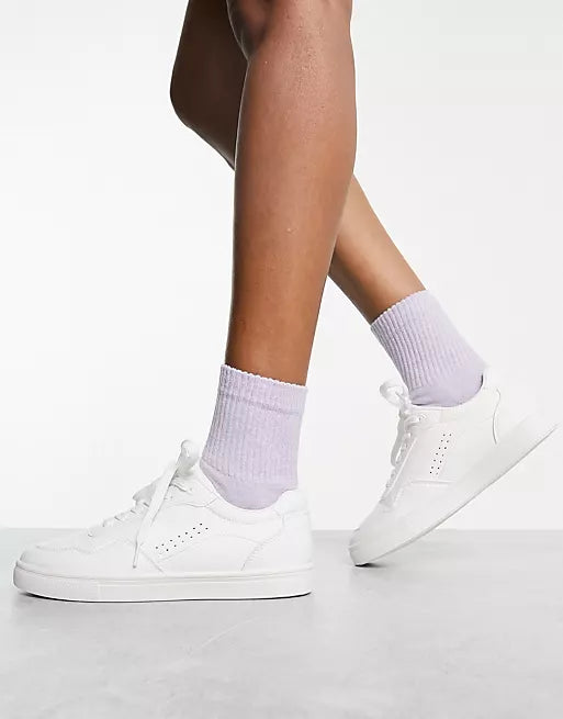 LONDON REBEL WHITE PANELLED LACE-UP SNEAKERS
