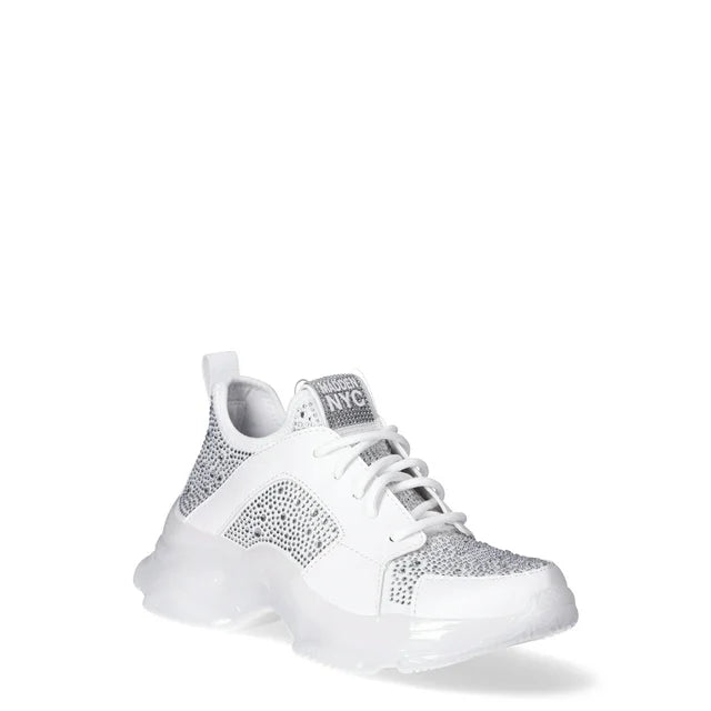 MADDEN NYC EMBELLISHED SNEAKERS IN WHITE