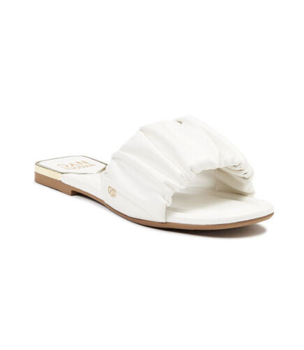 MADDEN NYC WHITE RUCHED SLIPPERS