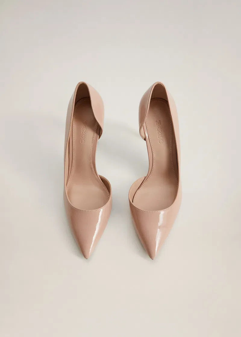 MANGO AUDREY D ORSAY PATENT HEELS IN NUDE