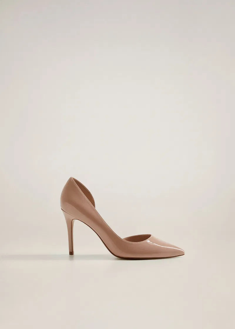 MANGO AUDREY D'ORSAY PATENT HEELS IN NUDE