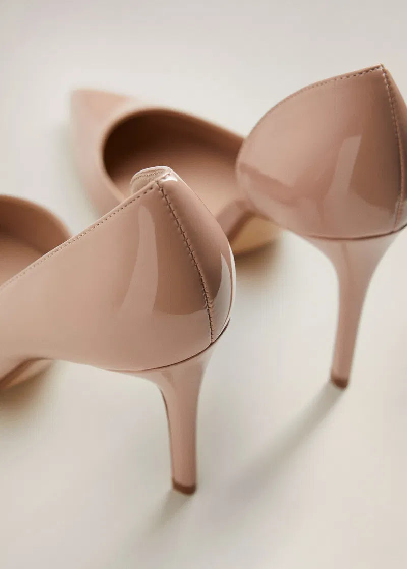 MANGO AUDREY D'ORSAY PATENT HEELS IN NUDE