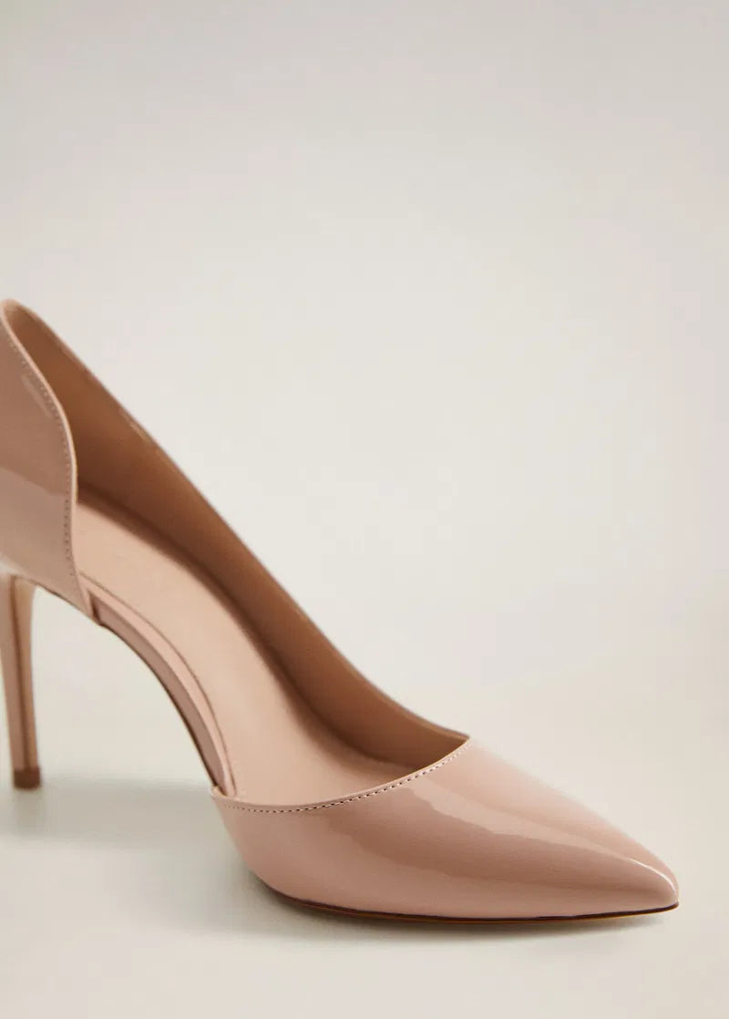 MANGO AUDREY D'ORSAY PATENT HEELS IN NUDE