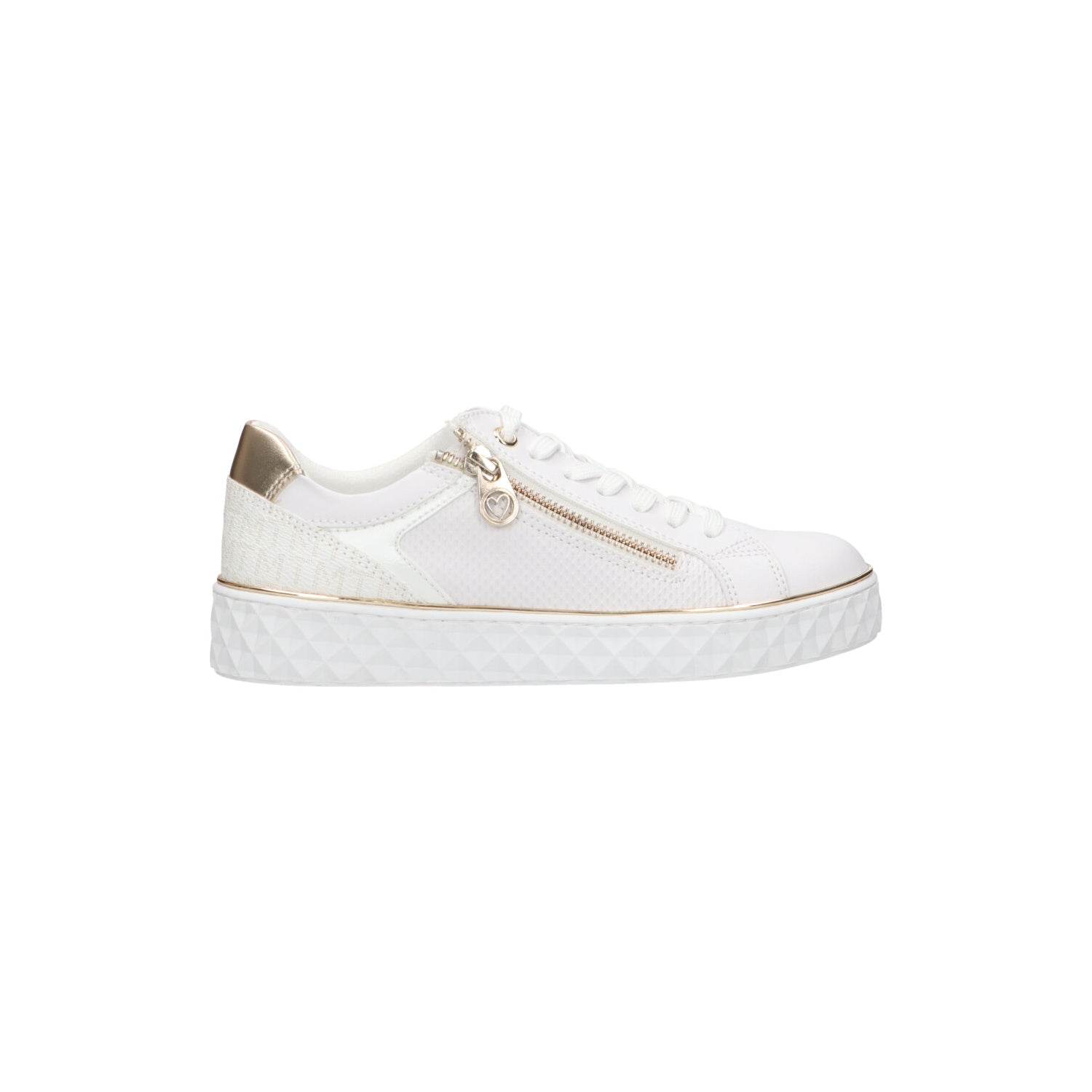 MARCO TOZZI ZIP DETAIL SNEAKERS IN WHITE