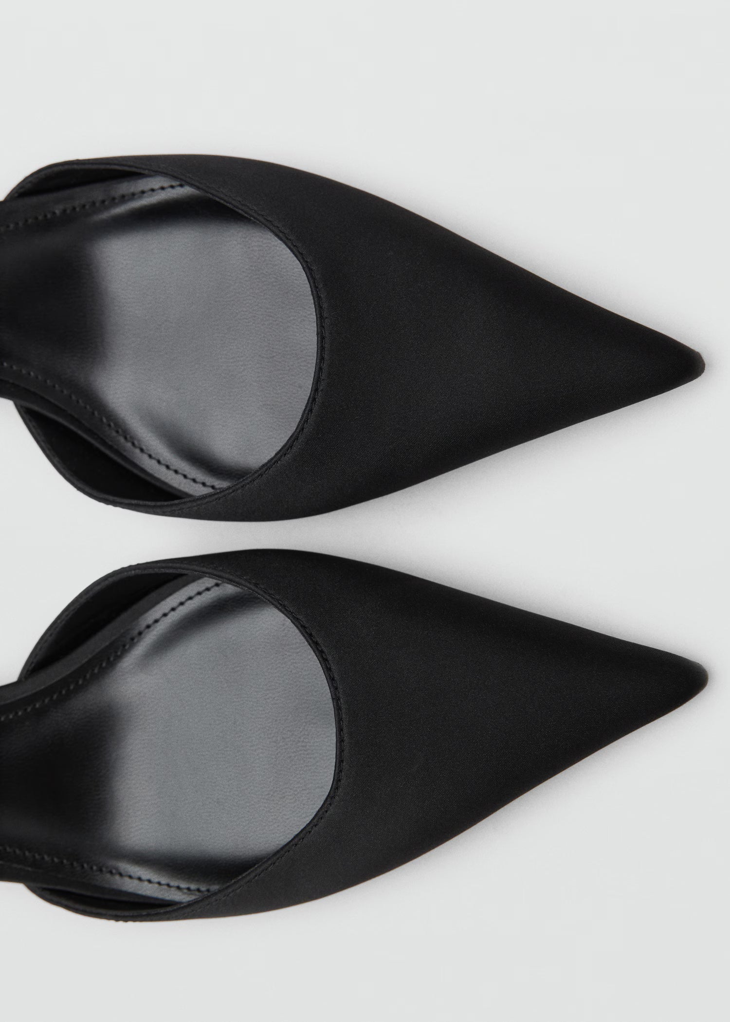 Mango Pointed Toe Ankle Strap Kitten Heel in Black