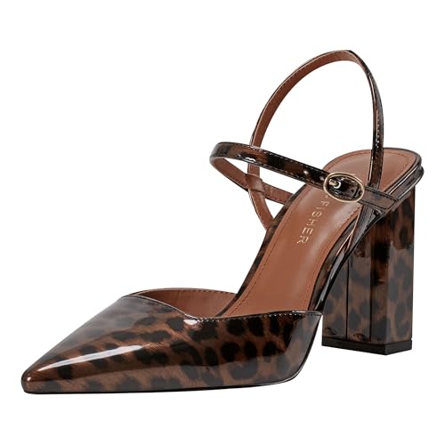 Marc Fisher Pointed Toe Block Heel Pump in Brown