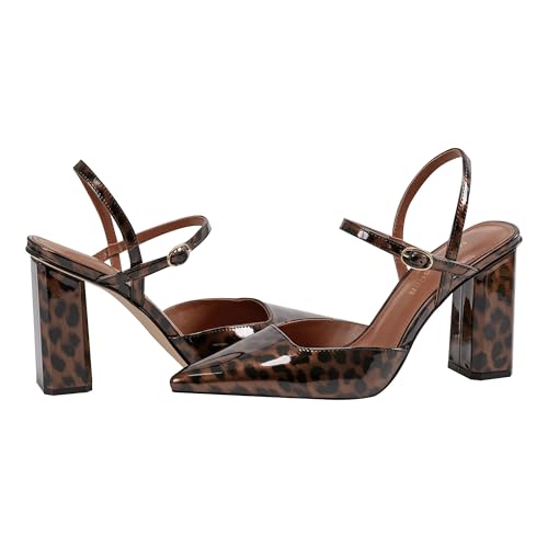 Marc Fisher Pointed Toe Block Heel Pump in Brown