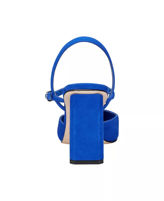 Marc Fisher Suede Block Heel Pump in Cobalt Blue
