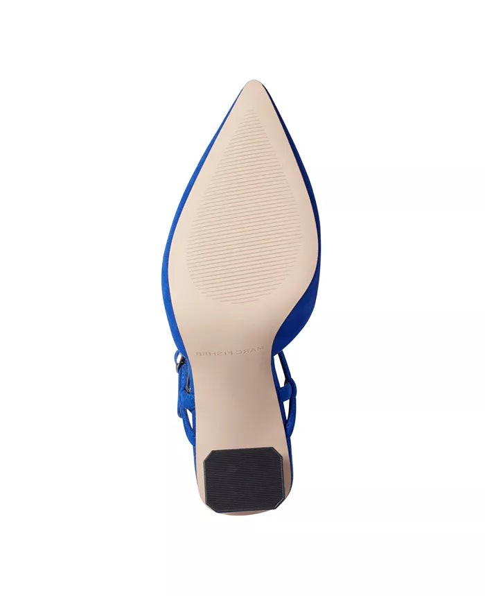 Marc Fisher Suede Block Heel Pump in Cobalt Blue