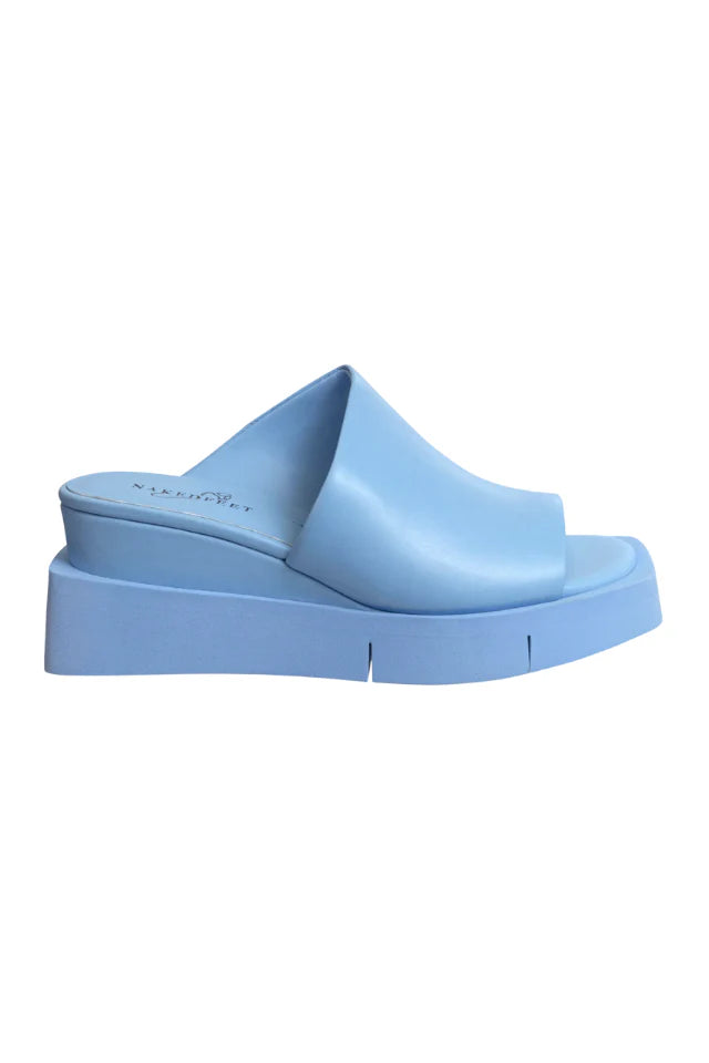 NAKEDFEET WEDGE SLIPPERS IN BLUE