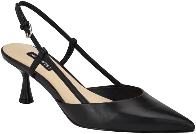 Nine West Leather Pointed Toe Slingback Pump in Black