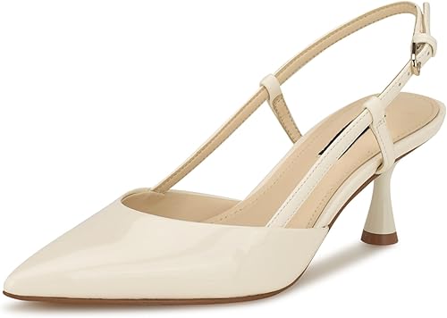 Nine West Patent Leather Pointed Slingbacks in White