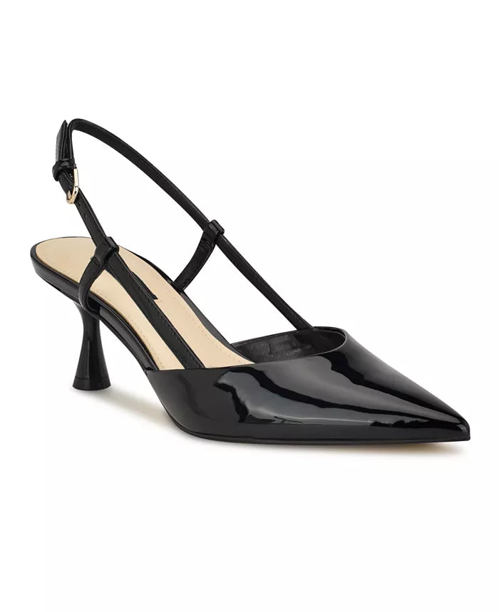 Nine West Patent Leather Pointed Toe Slingback Pump in Black