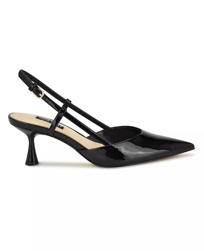 Nine West Patent Leather Pointed Toe Slingback Pump in Black