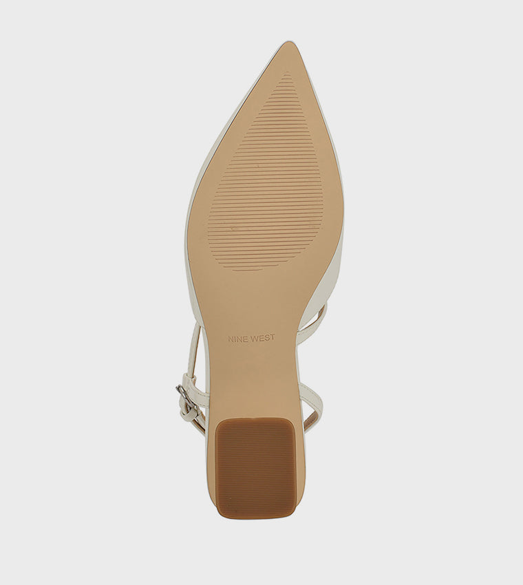 Nine West Pointed Toe Block Heel Slingback in Off White
