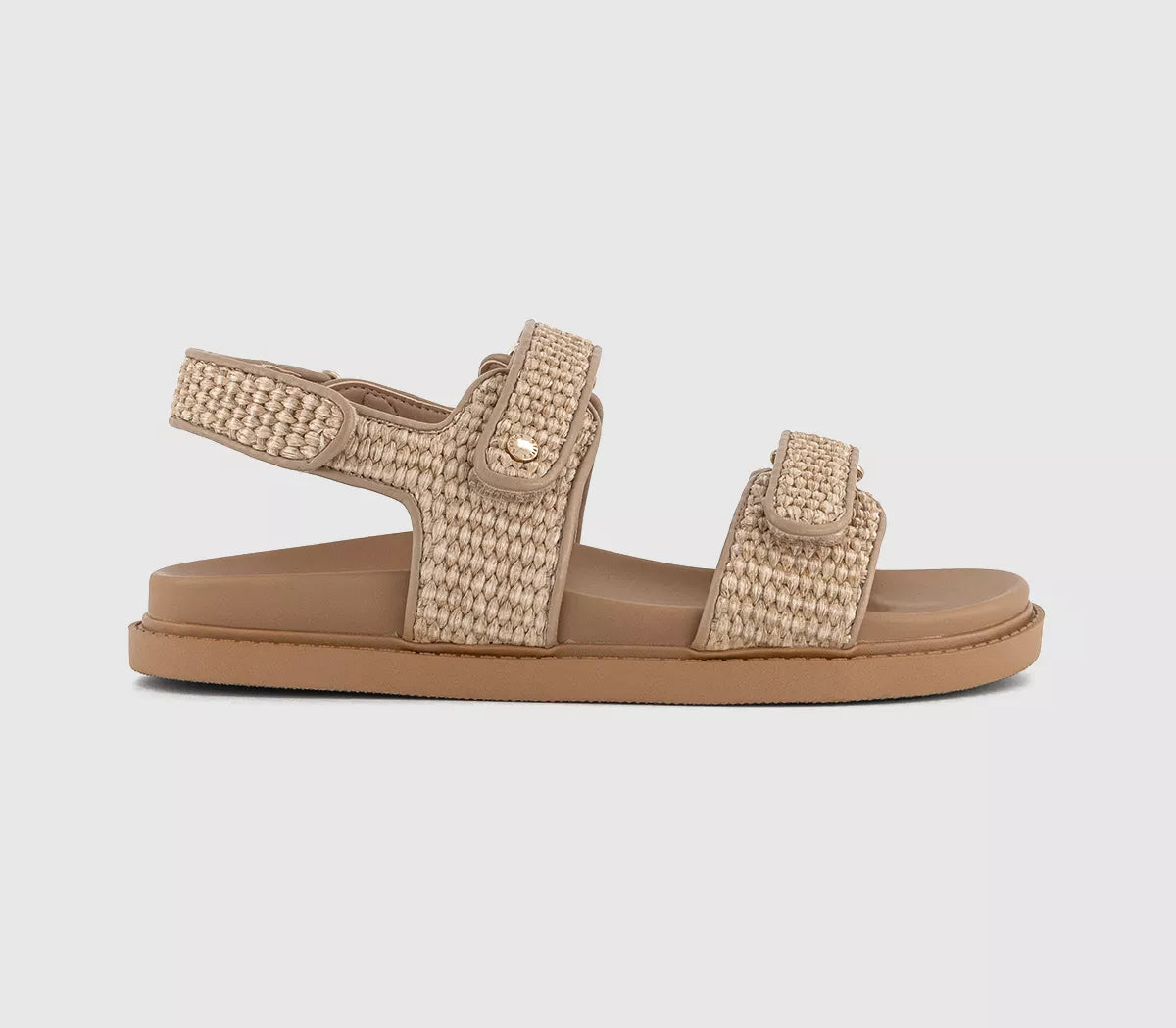 Office Girl Faux Raffia Velcro Sandal in Natural