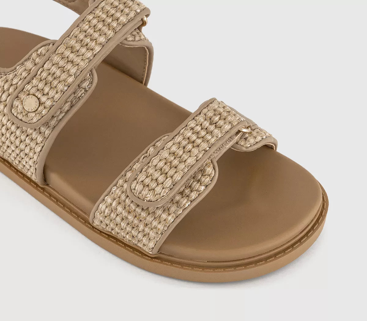 Office Girl Faux Raffia Velcro Sandal in Natural