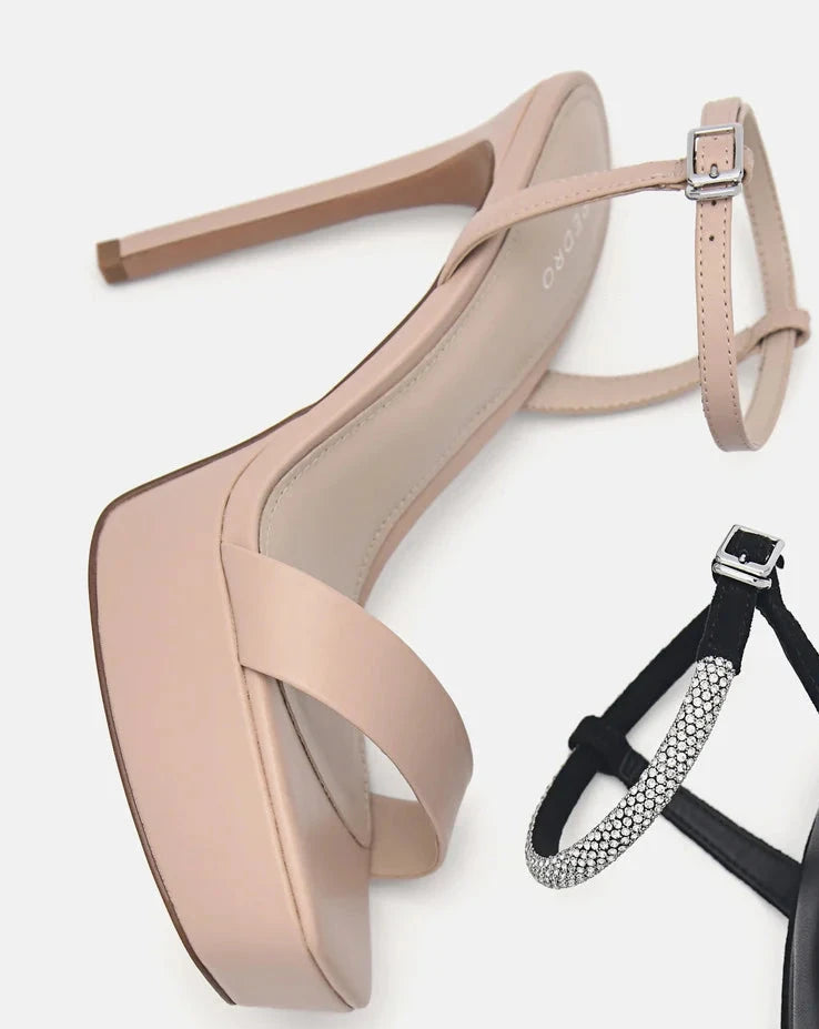 PEDRO PLATFORM HEELED SANDAL IN NUDE