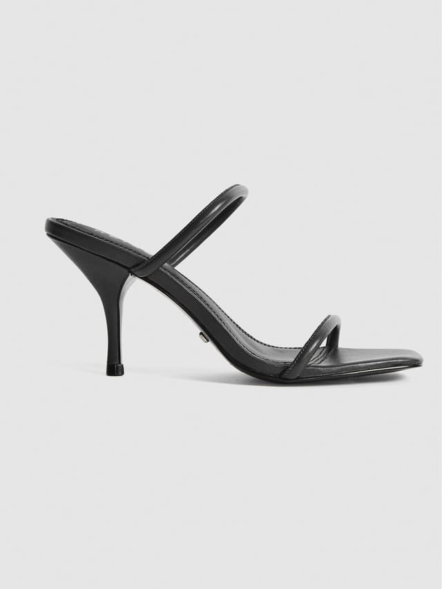 REISS BLACK LEATHER STRAPPY MULE