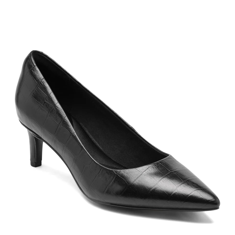 Rockport Faux Croc Pointed Toe Pump in Black