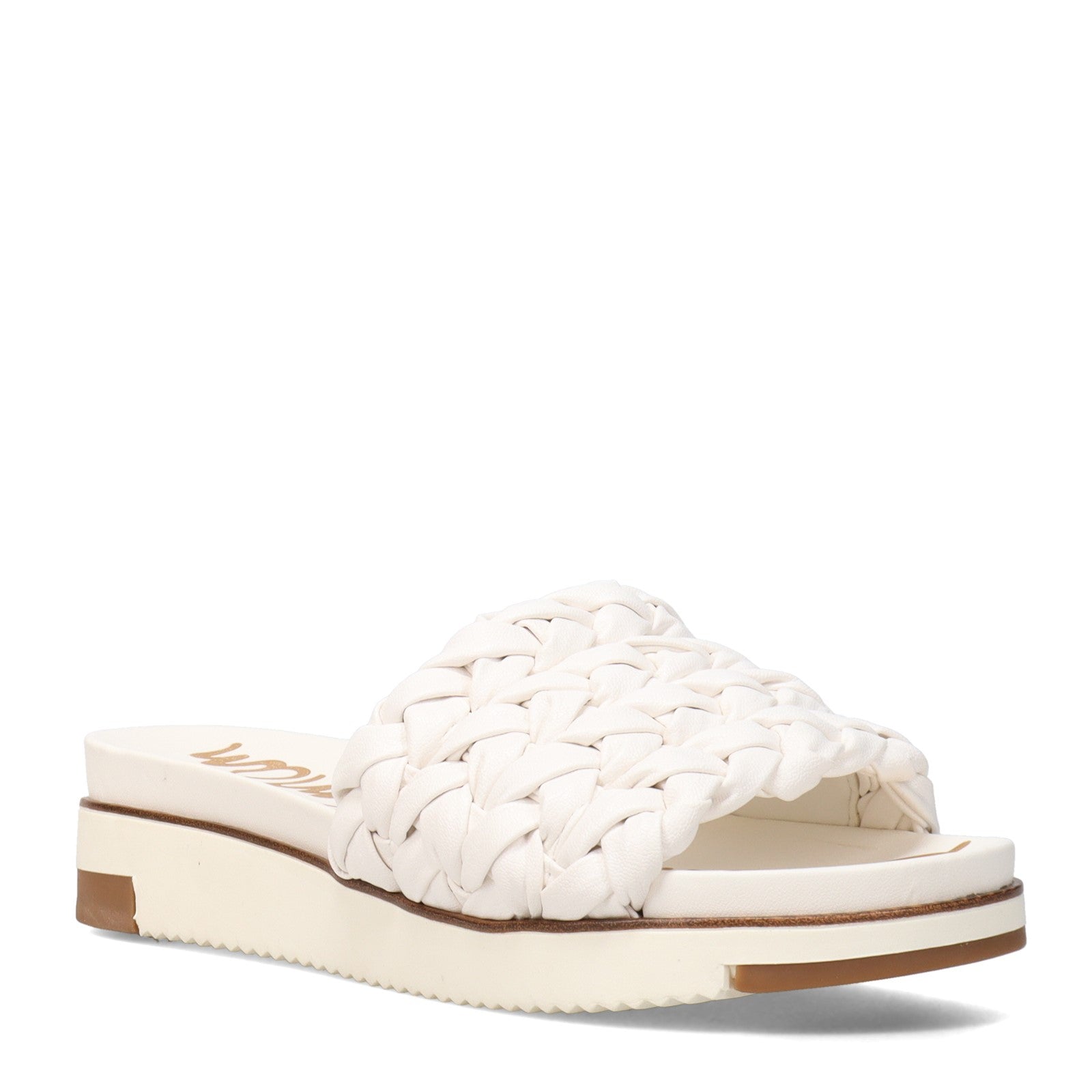 SAM EDELMAN WOVEN LEATHER STRAP SLIDE IN WHITE