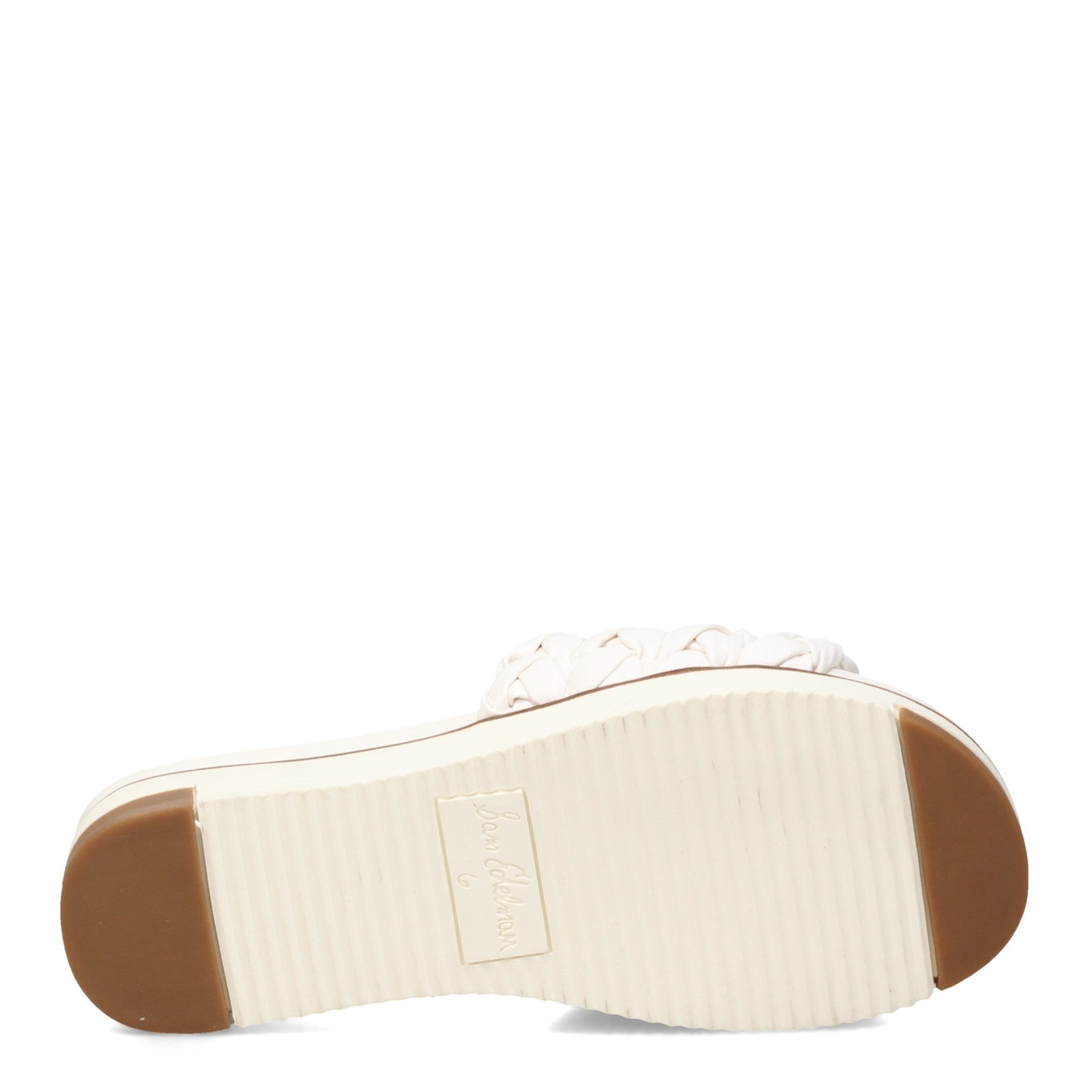 SAM EDELMAN WOVEN LEATHER STRAP SLIDE IN WHITE