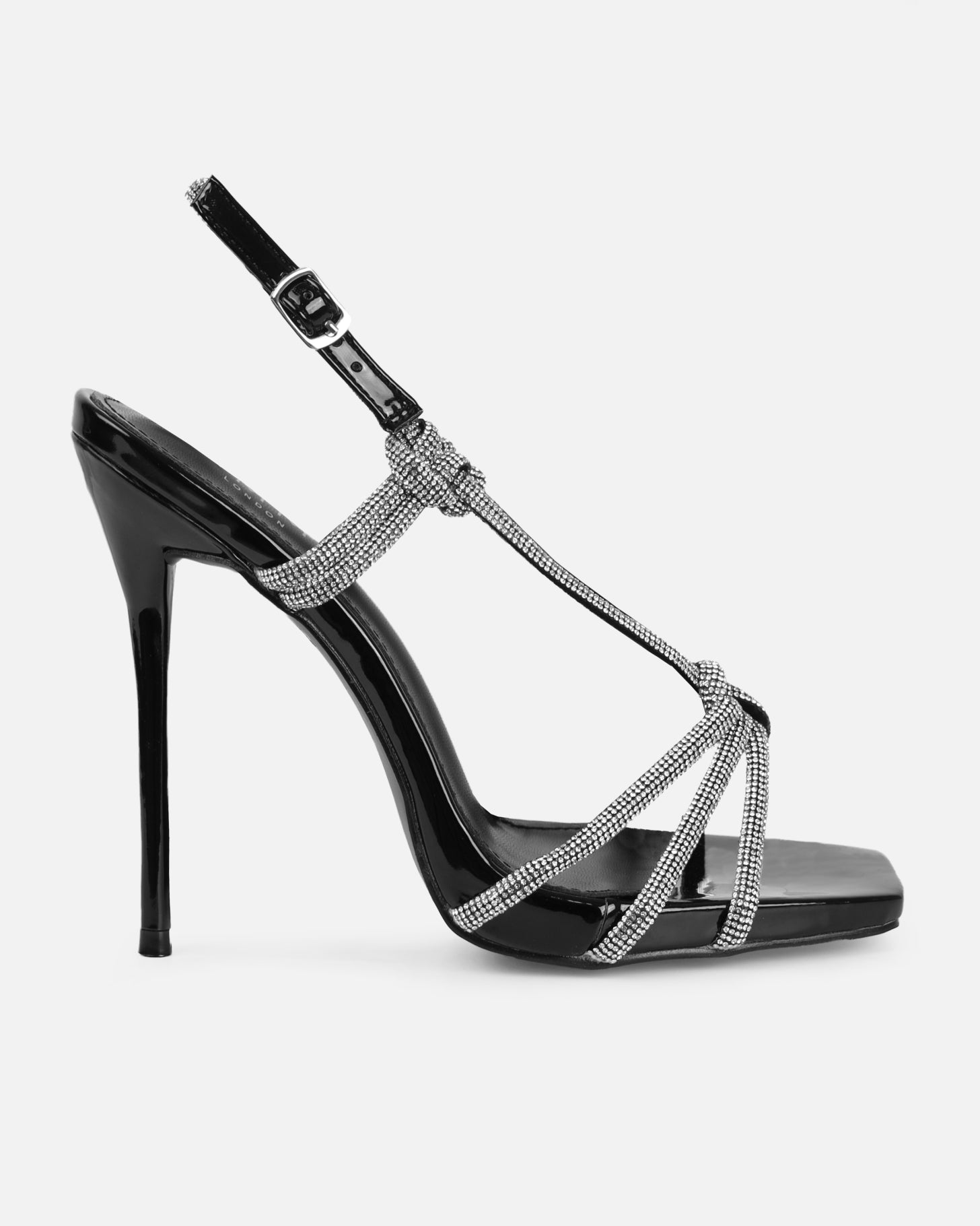 SIMMI EMBELLLISHED STRAP HELLED SANDAL IN BLACK