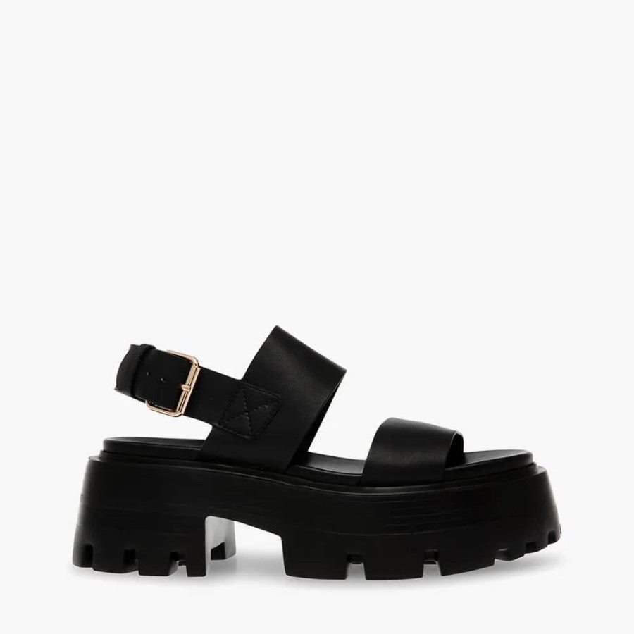 STEVE MADDEN CHUNKY CATERPILLAR SANDAL IN BLACK