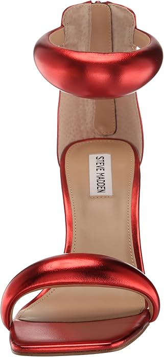 STEVE MADDEN PADDED STRAP HEELED SANDAL IN RED