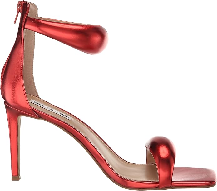 STEVE MADDEN PADDED STRAP HEELED SANDAL IN RED