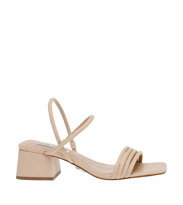 STEVE MADDEN TUPE STRAPS BLOCK HEEL SANDAL IN BEIGE