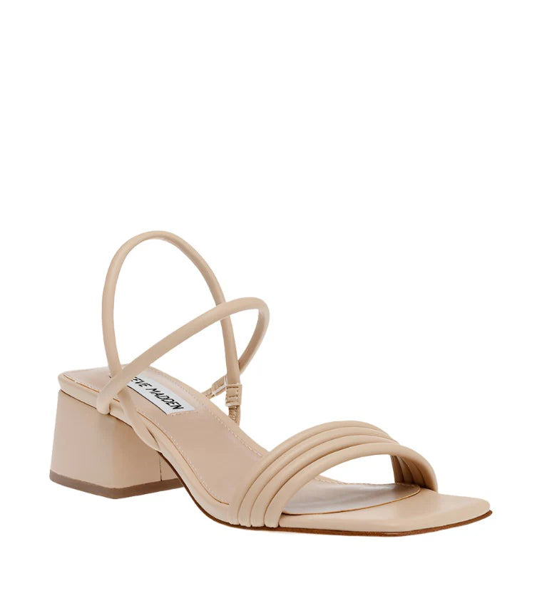 STEVE MADDEN TUPE STRAPS BLOCK HEEL SANDAL IN BEIGE