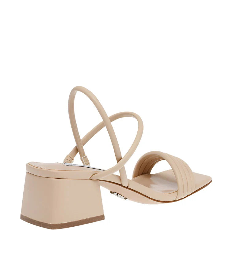 STEVE MADDEN TUPE STRAPS BLOCK HEEL SANDAL IN BEIGE