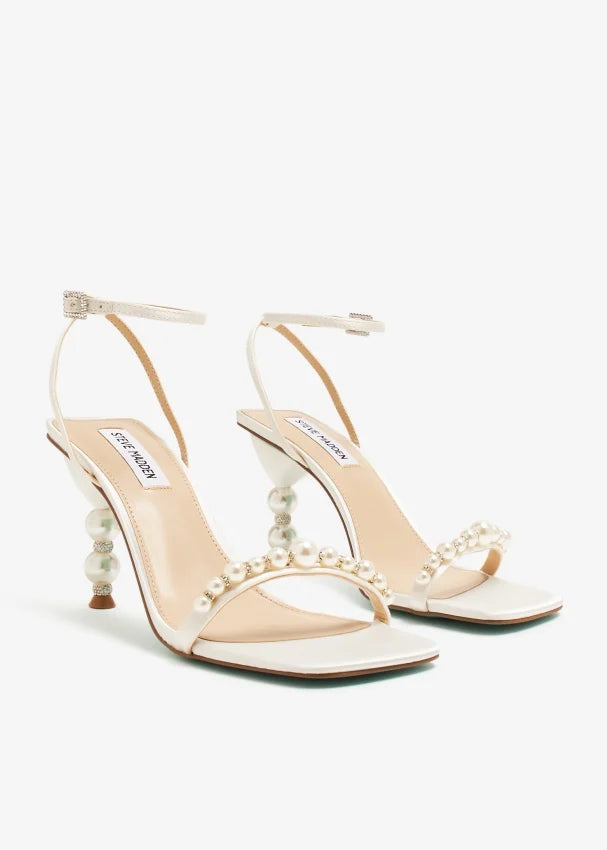 STEVE MADDEN BARELY THERE PEARL HEELED SANDAL IN IVORY