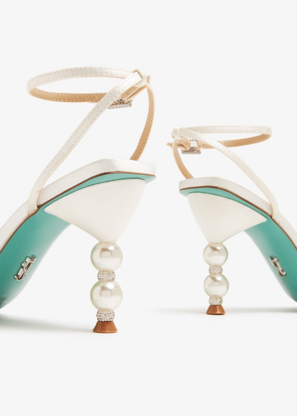 STEVE MADDEN BARELY THERE PEARL HEELED SANDAL IN IVORY