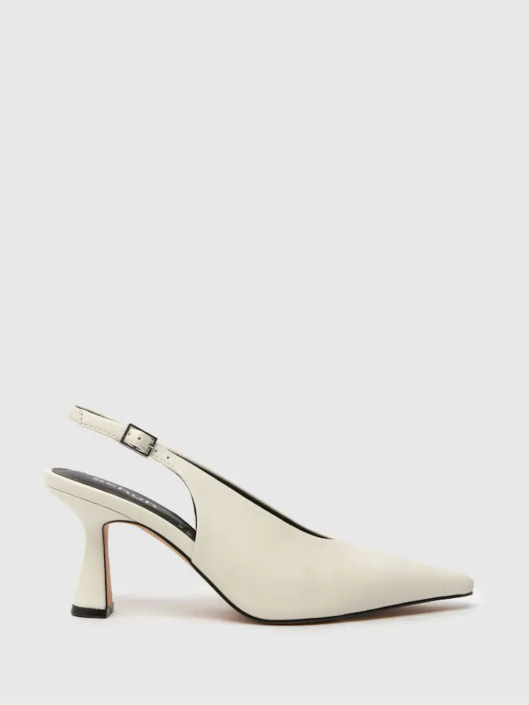Schuh Leather Pointed Toe Pump in White
