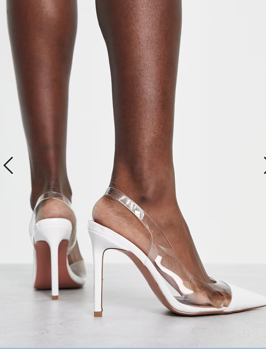 ASOS CLEAR PACE HIGH HEELED SHOES IN WHITE