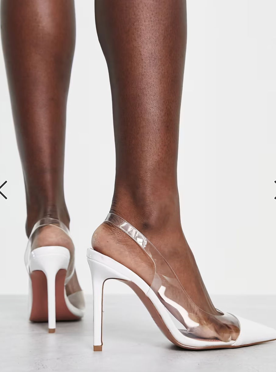 ASOS CLEAR PACE HIGH HEELED SHOES IN WHITE