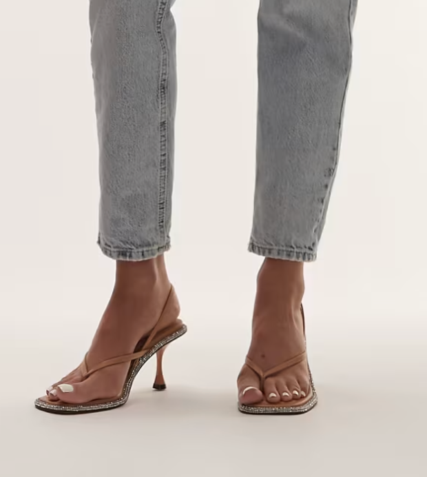 TOPSHOP CARA SLINGBACK HEELED SCANDAL WITH DIAMANTÉ TRIM IN IN CAMEL